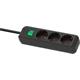 Brennenstuhl Eco Line Steckdosenleiste 3-fach mit erhöhtem Berührungsschutz und beleuchtetem Schalter 1,5m schwarz